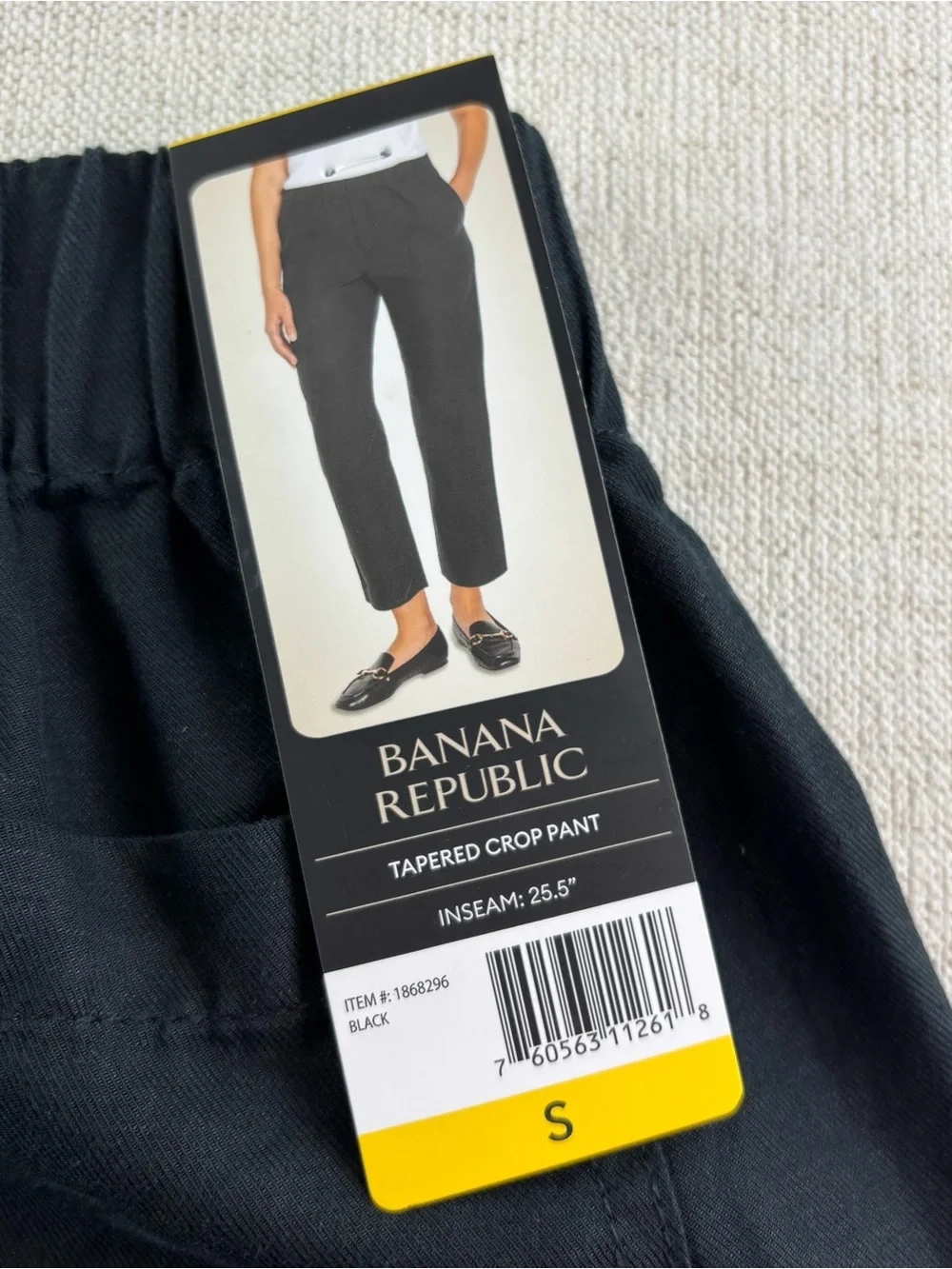 Banana Republic New women S linen blend tapered crop pants black elastic waist